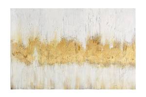 Acrylbild handgemalt Golden Sleep Weiß - Massivholz - Textil - Holz teilmassiv - 90 x 60 x 4 cm