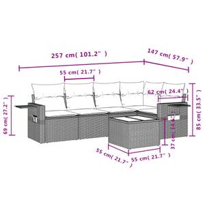 Gartensitzgruppe K1127(6-tlg) Schwarz - Massivholz - 69 x 62 x 62 cm