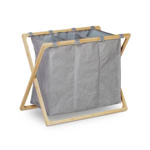 Wäschesortierer 3 Fächer klappbar Braun - Grau - Bambus - Textil - 69 x 58 x 38 cm