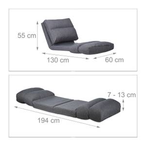 Relaxliege Sessel faltbar Grau - Holzwerkstoff - Kunststoff - Textil - 60 x 55 x 130 cm