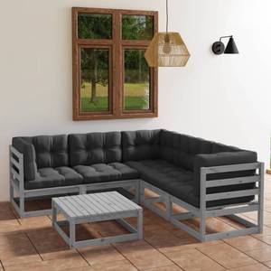 Gartenmöbel-Set (6-teilig) 3009918 Grau - Massivholz - Holzart/Dekor - 70 x 30 x 70 cm