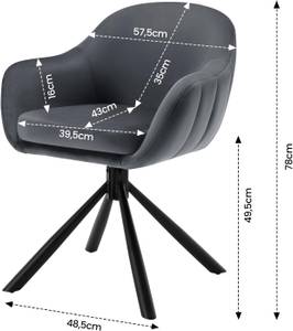 Esszimmerstuhl drehbar Gennaro Schwarz - Dunkelgrau - Grau - Einzelstuhl