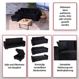 Sofa H47 mit Ottomane Schwarz