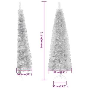 Demi-arbre de noël artificiel Argenté - 61 x 240 x 61 cm