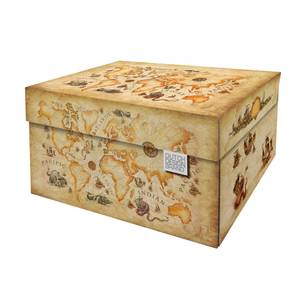 Boite de rangement Ancient World Map Beige - Bois manufacturé - Fibres naturelles - 31 x 21 x 39 cm