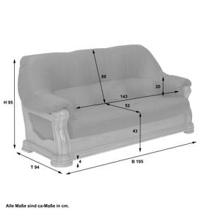 Arkansas Sofa 3-Sitzer Braun - Echtleder - Massivholz - 195 x 95 x 94 cm