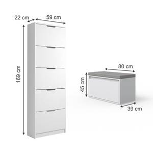 Schuhkipper Luca 41630 Weiß - Holzwerkstoff - 59 x 169 x 22 cm