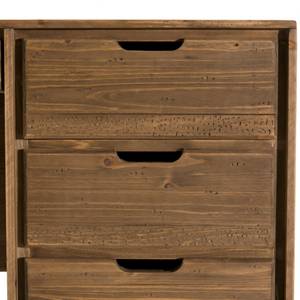 Bureau 6 tiroirs en sapin Marron - En partie en bois massif - 57 x 77 x 128 cm