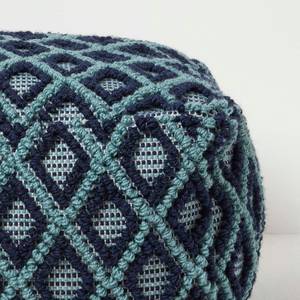 Pouf Tula mit 3D-Rautenmuster Blau - Textil - 55 x 30 x 55 cm