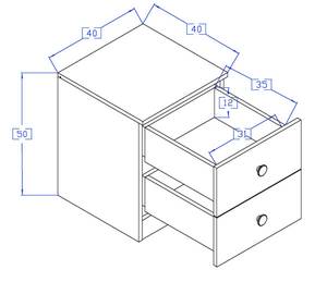 Schubladencontainer NERO 09 Braun - Holzwerkstoff - 40 x 50 x 40 cm