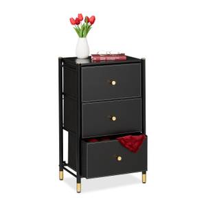 Commode avec 3 tiroirs Noir - Doré - Bois manufacturé - Métal - Matière plastique - 46 x 77 x 30 cm