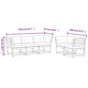 Gartensitzgruppe K496(5-tlg) Braun - Massivholz - 78 x 73 x 64 cm