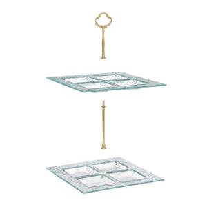 Eckige Etagere aus Glas Gold - Glas - Metall - 26 x 27 x 26 cm