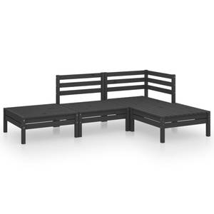 Salon de jardin Noir - Bois massif - Bois/Imitation - 64 x 63 x 64 cm