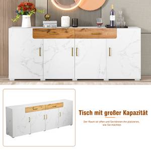 Sideboard Kommode Cronus Ⅲ Ebenholz Dekor - Gold - Marmor Weiß Dekor - Holz - Weiß