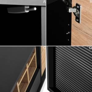 LOFTY TV-Lowboard Weineinlage Schwarz - Braun - Eiche Dekor