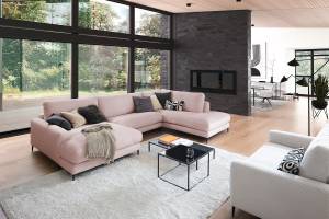 Sofa CARA Wohnlandschaft U-Form Cord Pink