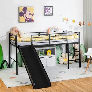 Kinderbett Spielbett mit Rausfallschutz Schwarz - Metall - 96 x 109 x 198 cm