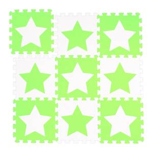 Tapis de jeu Étoiles 9 pièces de puzzle Vert - Blanc