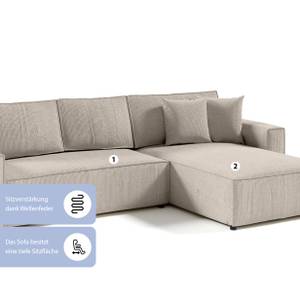 Ecksofa Bento L Form Couch Sofagarnitur Beige - Ecke davorstehend rechts