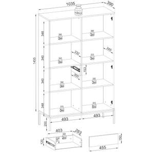 Vitrine TOSENA Schwarz - Holzwerkstoff - 104 x 146 x 39 cm