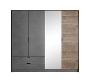 Drehtürenschrank ARDEN LED Beige - Grau - Holzwerkstoff - Kunststoff - 220 x 205 x 57 cm