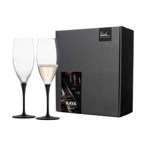 Champagnergläser schiefer Kaya 2er Set Schwarz - Glas - 1 x 24 x 1 cm