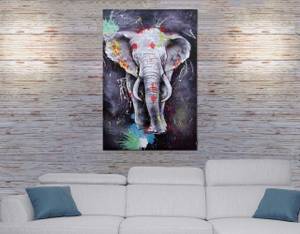 Ölgemälde Elefant H25 handgemalt 80 x 120 cm