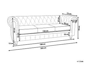 3-Sitzer Sofa CHESTERFIELD Beige - 202 x 70 x 75 cm