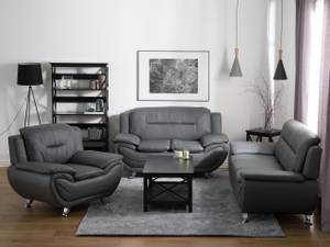 Set de canapés LEIRA Gris - Argenté - Cuir synthétique - 201 x 88 x 86 cm