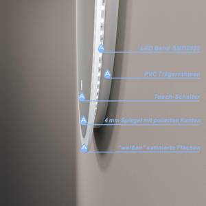 Rund Wandspiegel mit Beleuchtung Silber - Glas - 60 x 60 x 3 cm