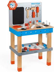 Brico Kidz riesige magnetische Werkbank Blau - Massivholz - 31 x 83 x 55 cm