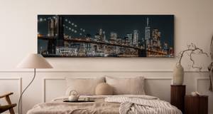 Panorama Image New York Architecture 3D Beige - Gris - Blanc - Textile - 145 x 45 x 45 cm