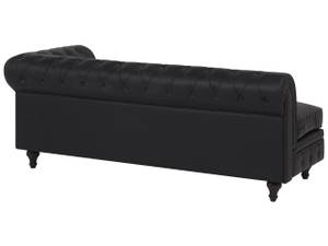 Ecksofa CHESTERFIELD Schwarz - Eiche Dunkel - 280 x 77 x 85 cm - Kunstleder