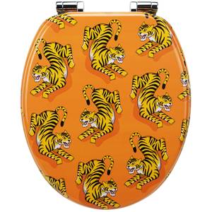 Premuim Abattant WC - Miau Noir - Orange - Jaune - Bois manufacturé - 38 x 5 x 44 cm