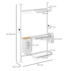 Abtropfgestell 801-289V00WT Weiß - Massivholz - 17 x 94 x 56 cm