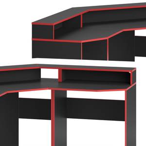 Bureau ordinateur Kron noir/rouge Set 1 Noir - Rouge - Bois manufacturé - 60 x 87 x 90 cm