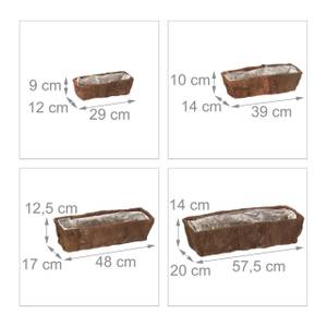 Lot de 4 jardinières Marron - Bois manufacturé - Fibres naturelles - Matière plastique - 58 x 14 x 20 cm