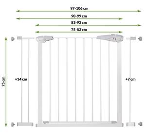 Treppenschutzgitter 97-106 cm Weiß - Metall - 85 x 75 x 2 cm