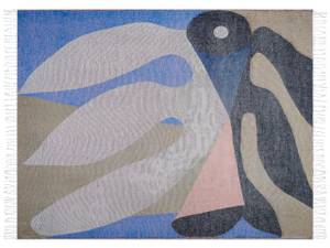 Kuscheldecke YALADI Beige - Schwarz - Blau - Grau - Textil - 130 x 1 x 170 cm