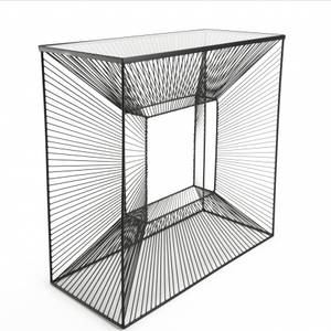 Console carrée plateau verre métal noir Noir - Métal - 35 x 81 x 80 cm