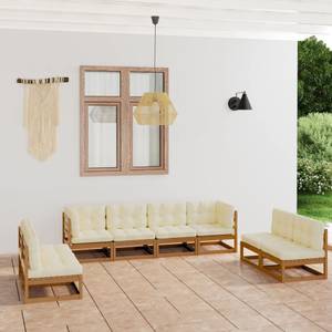 Salon de jardin (lot de 8) 3009901-1 Marron - Marron chevreuil - Blanc