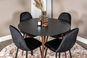 Essgruppe Plaza 16 (5-teilig) Schwarz - Massivholz - 100 x 75 x 100 cm