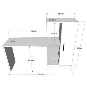 Bureau en aggloméré bicolore avec étagèr Imitation pin / Noir