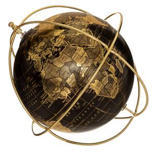 Deko-Globus mit goldenem Gestell Schwarz - Kunststoff - 27 x 21 x 28 cm