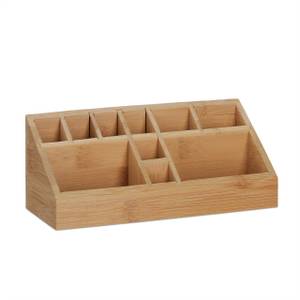 Organiseur de bureau 10 compartiments Marron - Bambou - 23 x 10 x 9 cm