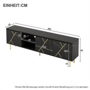 TV-Schrank Schwarzer Gold-Luxus Ⅱ Schwarz - Holzwerkstoff - Holz teilmassiv - 35 x 60 x 200 cm