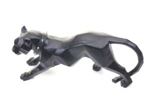 Deko Figur Leopard D36 mit Halsband Schwarz - Stein - 45 x 20 x 11 cm