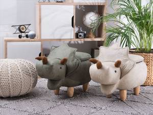 Pouf animal TRICERATOPS Gris - Gris lumineux - Chêne clair