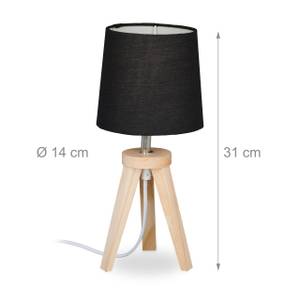 Tischlampe Dreibein Natur/Schwarz Schwarz - Braun - Holzwerkstoff - Textil - 14 x 31 x 14 cm